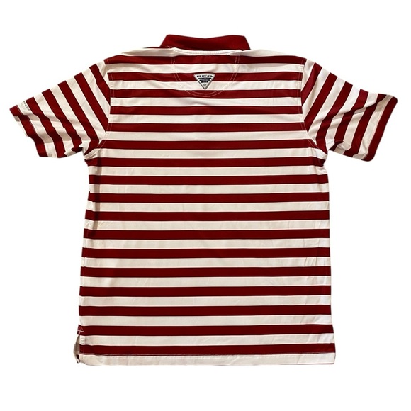 Columbia Red and White Striped Polo Shirt - Casual Knit Style - Picture 8 of 8